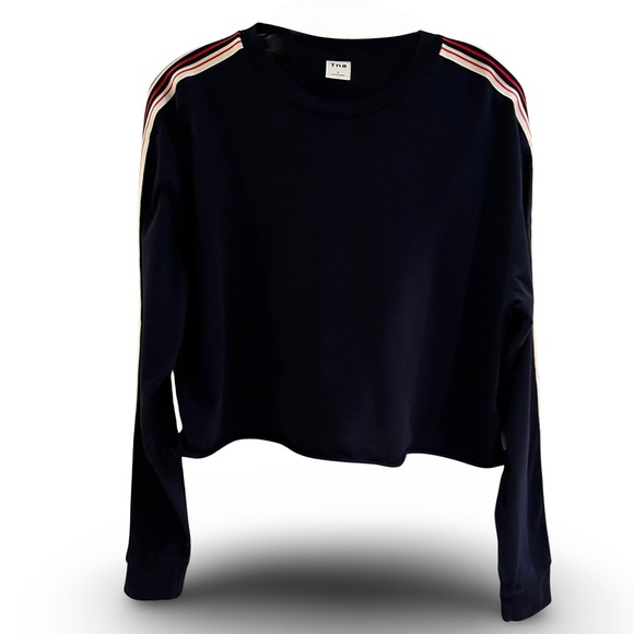 Women's Aritzia TNA Cropped Navy with Racer Stripe on Sleeve size Small - Picture 9 of 9